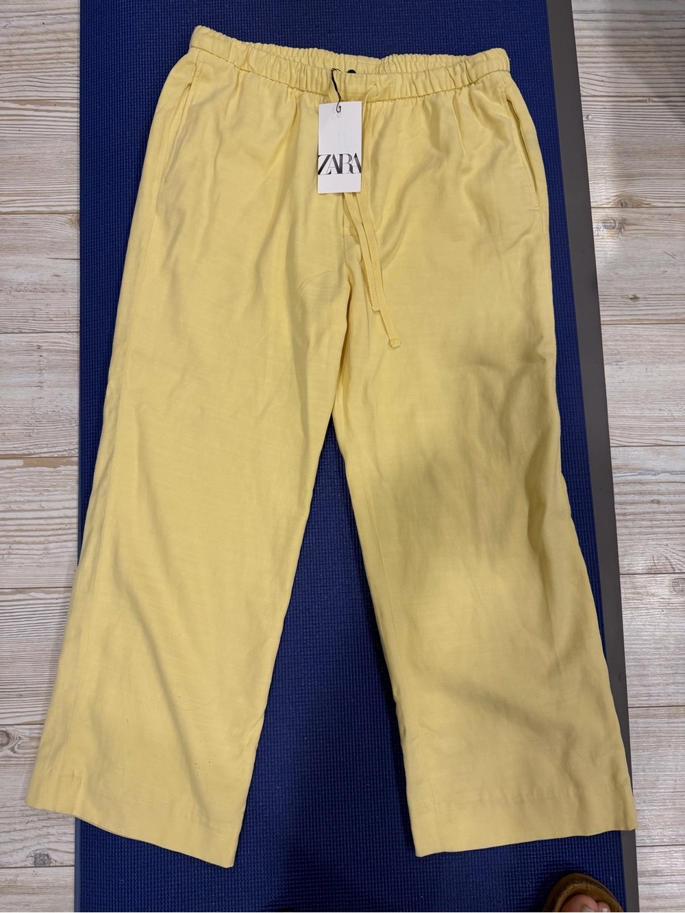 ZARA Pale Yellow Elastic-Waist Casual Pants
